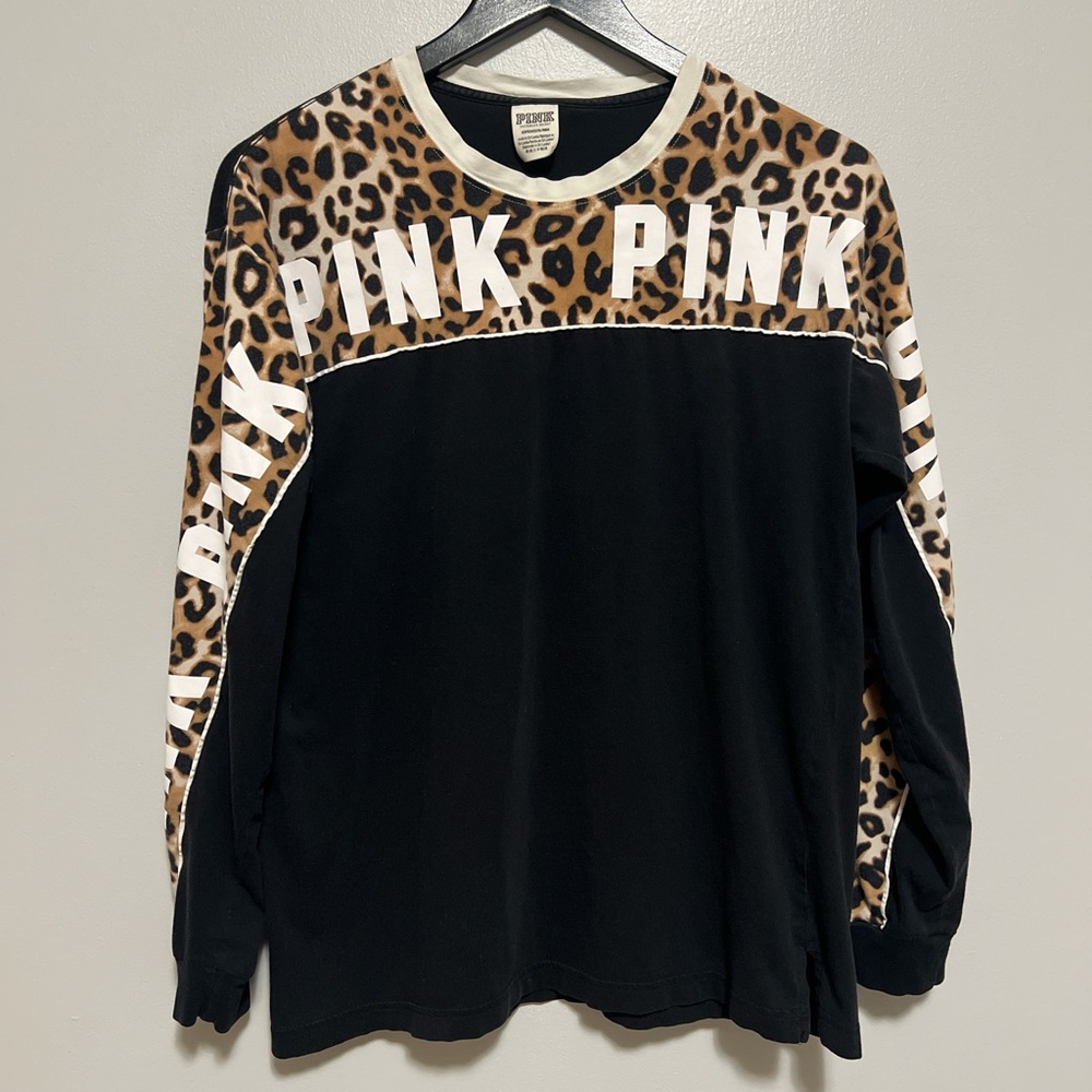 Pink Leopard Print Long Sleeve Shirt S